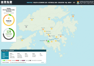 The new version of the Hedley Environmental Index shows the real-time pollution levels, as well as the levels of the criteria pollutants, including particulates, nitrogen dioxide, sulphur dioxide and ozone.